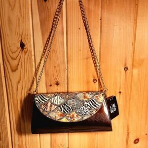 Lewo Impex Pvt. Ltd. Patent Leather Zebra Print Bag NWT